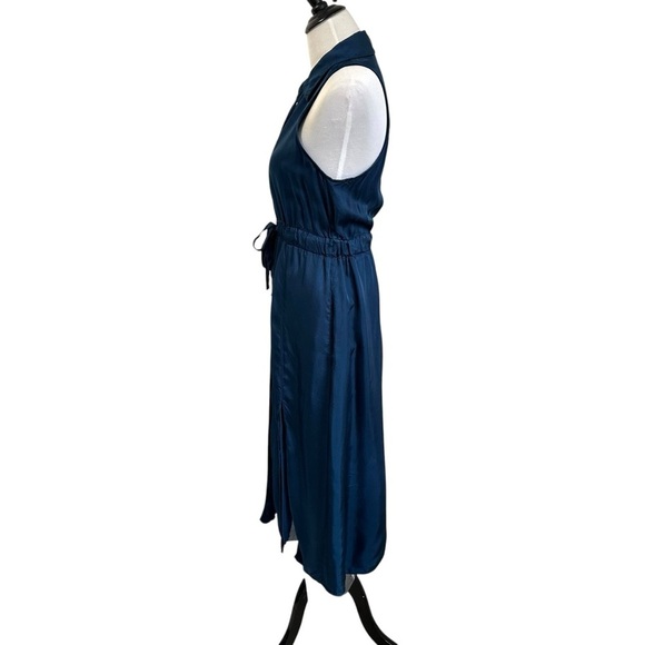 CINQ A SEPT  Womens Joyce Sleeveless Tie Waist Satin Midi Dress Sz 4 Button Up - Picture 5 of 16